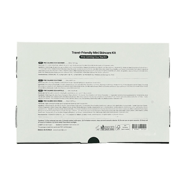 Pine Calming Cica Trial Kit(Cleanser 30ml+Toner 20ml+Ampoule 10ml+Cream 20ml)​ 4