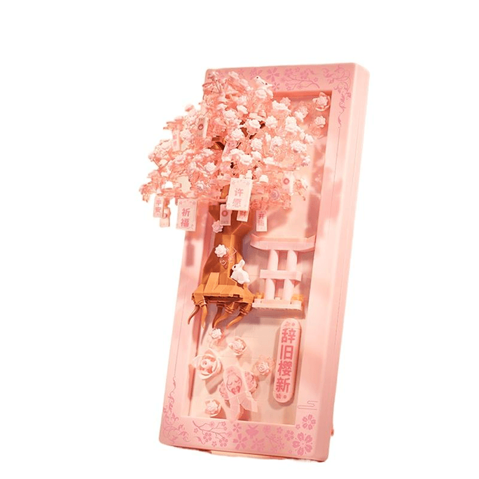 Building Blocks Assemble Flowers Adult Version Healing Puzzle Tree House Sakura Decoration/Mural * 1