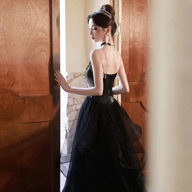 New Style Sophisticated Banquet Evening Dress Black XL 3