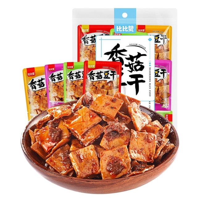【中国直邮】比比赞   香菇豆干 豆腐干辣条美食小包装   聚会必备  蘑菇混合口味  烧烤五香 250g