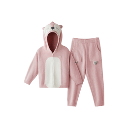 Kid's Half Fleece Pajamas Set Loungewear 520C Pink Fox 120cm