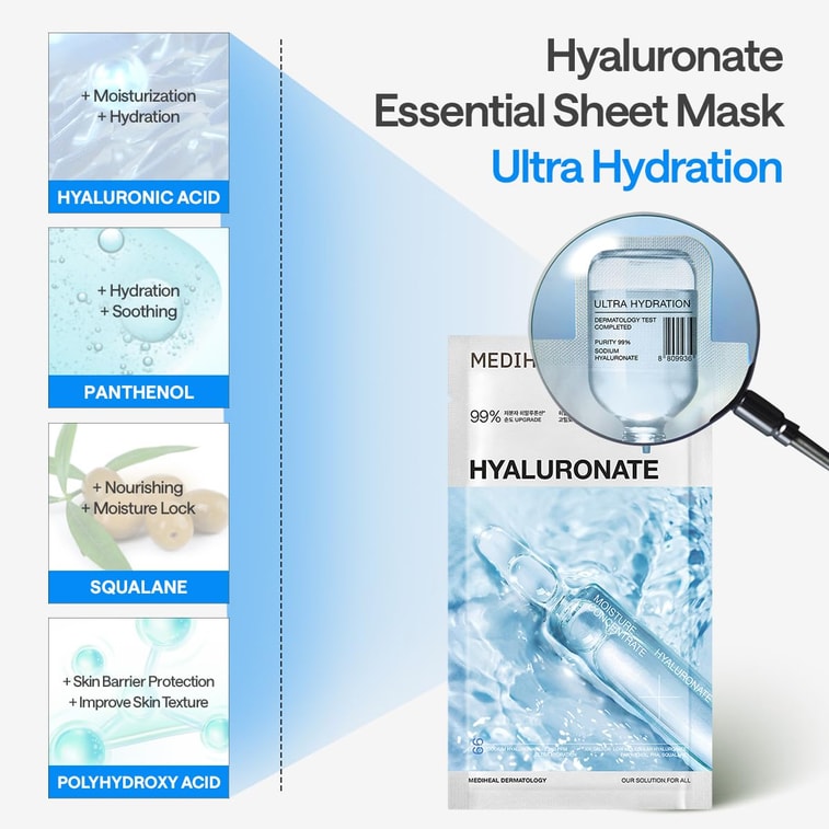 MEDIHEAL Hyaluronate Essential Mask Hydration 10 Sheets 4
