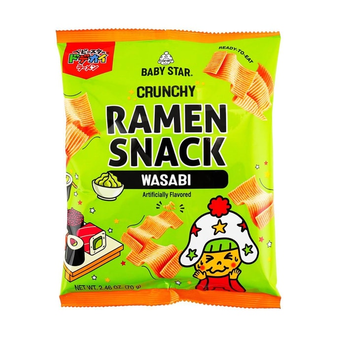 Ramen Snack Wide Noodles Snack Wasabi Flavor  2.46 oz 