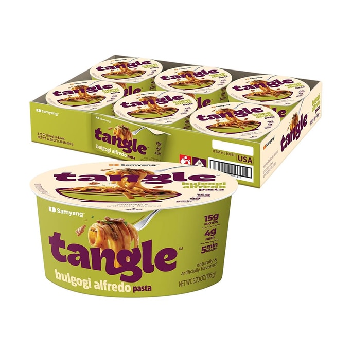 韩国SAMYANG三养 TANGLE意大利面通心粉 韩式奶油烤肉味 105g*6碗 整箱装【杯面泡面方便面】【轻卡高蛋白】【爆款新品】【Costco同款】