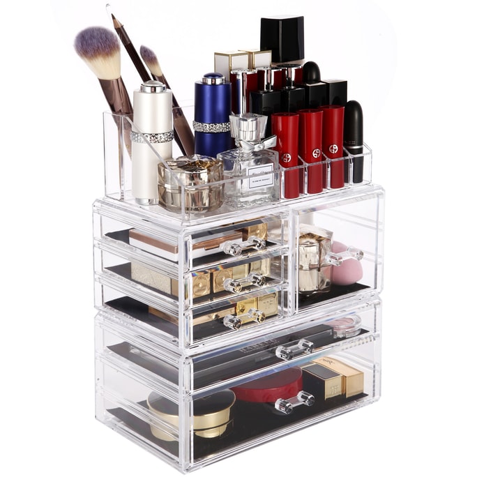 【Cosmetic Storage】[TGA] 3-Layers Acrylic Cosmetic Storage Box with 6 Drawers12+4 Slots Detachable Clear