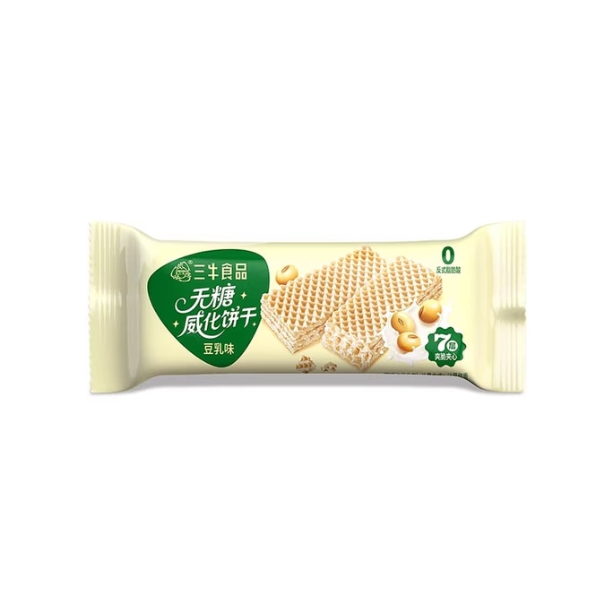 【중국 직배송】 삼우 무설탕 웨이퍼 비스킷 오리지널 두유 코코아 딸기맛 속 채운 웨이퍼 스틱 캐주얼 스낵 200g 무설탕 웨이퍼 (두유맛)