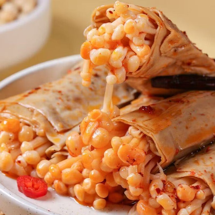 Stuffed Enoki Mushroom and Tofu Skin Rolls 118g*2 packs 236g New Year's Snack Office-Ready, Open-and-Eat Satisfying Treat [Low-Calorie, Low-Fat Recommended with Herbal Tea 4