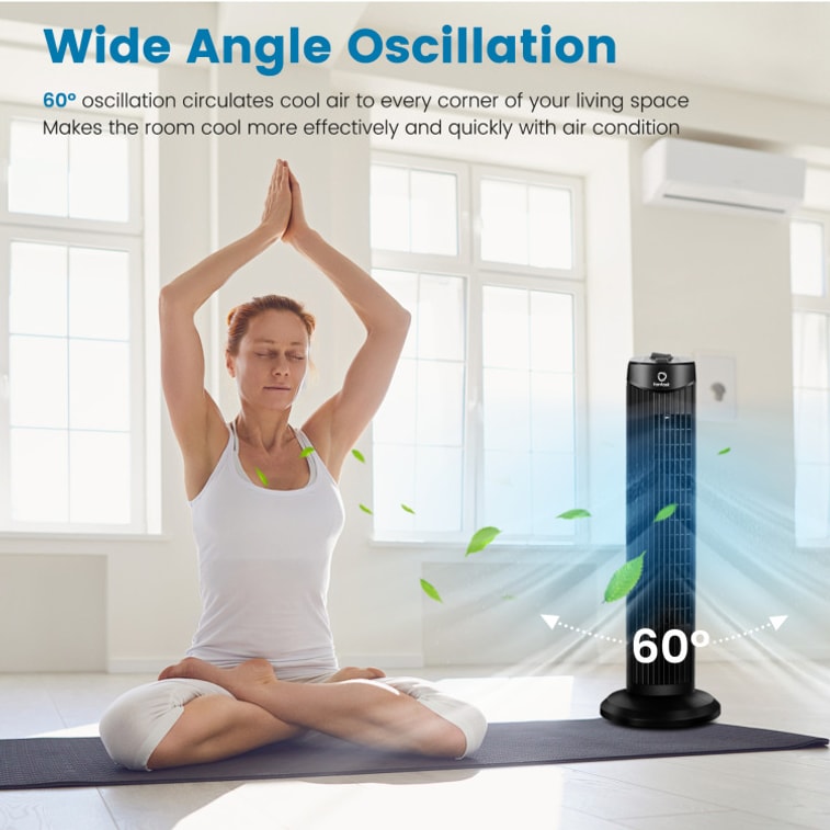 Fantask 35W 28 Quiet Bladeless Oscillating Tower Fan-Black 6