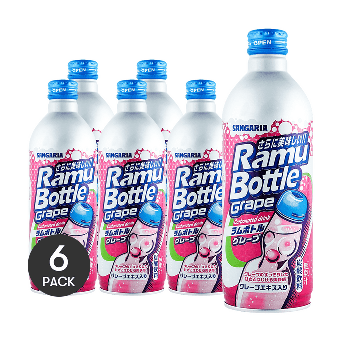 日本SANGARIA三佳麗 波子汽水 碳酸飲料 葡萄口味 500g *6【6份超值裝】