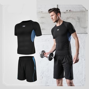 New quick-drying clothes breathable two-piece set L code blue tight fitting