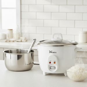 Rice Cooker with Stainless Steel Inner Pot 5 Cups NRC-205S 【304 Stainless Steel Inner Pot】【One Touch Operation】【Automatic Keep Warm】