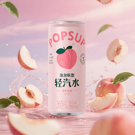 泡泡联盟 益生元轻汽水 清新蜜桃味 330ml*6罐【低卡减负】【添加真实果汁 清爽解腻】