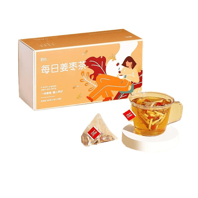 Drink Gift Red Date Ginger Tea Dampness Cold Removal Without Adding Sugar 12g*20 Bags *1 Box