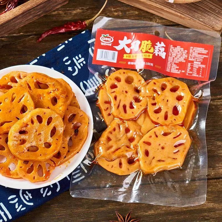 口水娃 大刀脆藕 香辣味 黑鸭味 鲜藕制作 卤汁入味 鲜嫩脆爽 香脆可口 100g*2袋 3