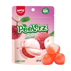 Peelerz Peeling Gummy Candy ,Lychee Flavor, 6oz【Made With Real Fruit Juice】