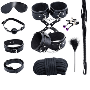 Sex Fun 10 Pcs Set Bondage Binding Female Toys Erotica SM Products Plush 10 Pcs Set black 1 Set