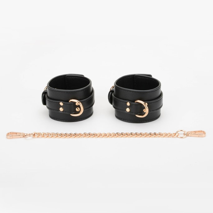 PinklemonLA BDSM Cowhide Leather Handcuffs Adult Bonding Erotica - Black