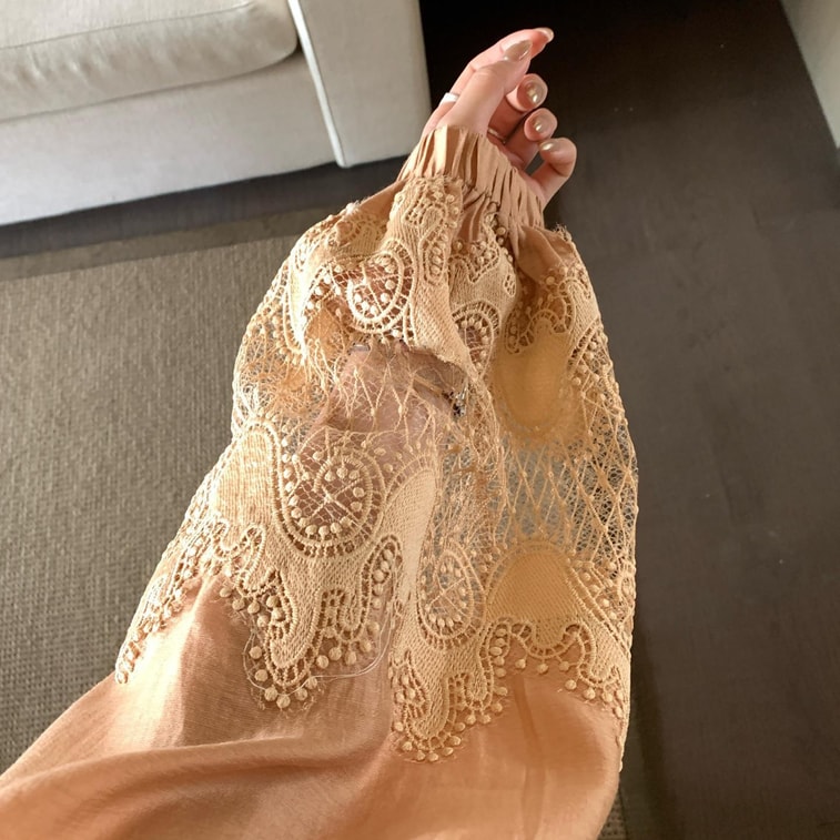 Amber Lace Sleeve Blouse Orange One Size 3