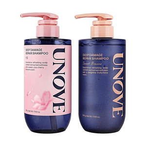 韓國UNOVE柔諾伊 深層損傷修護洗髮精櫻花限定雙瓶套裝 洗髮精500g+500g 花香柔軟度護控油 清爽蓬鬆
