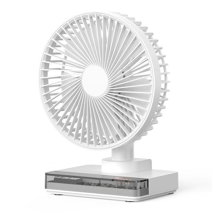 Desktop mini fan high wind power portable office clock swing B model white