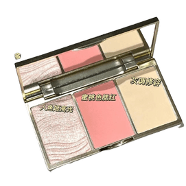 Three dimensional light sense face repair highlight multi-function three color all-in-one plate powder blusher pink