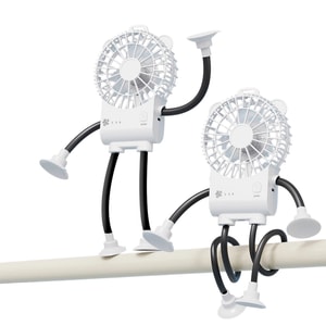 【中國直郵】 晶雅家 多功能吸盤小風扇 白色 壁掛桌面懸掛三檔靜音便攜充電風扇 1 台裝