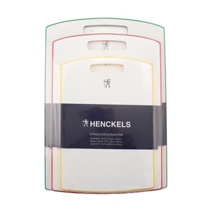 Henckels 3-pc Plastic Cutting Board Set, Multi color Trim