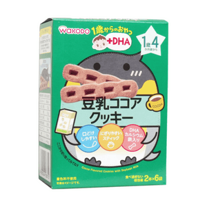 Snack for 1 year old and above + DHA Soy Milk Cocoa Cookies [58g (2 pieces * 6 bags)]
