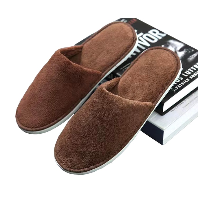 Disposable Slippers Thickened Non-slip Hospitality Brown Coral Fleece Washable