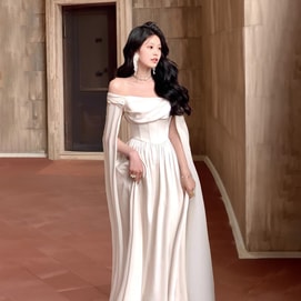 【中国直邮】 HSPM 法式party白色礼服 高级感设计 小众抹胸连衣裙 生日年会气质裙子 米白色 L