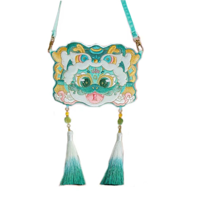 Year Of The Snake Embroidered Bag Embroidery Zhaocai Ancient Style Sachet Hanfu Accessories - Lucky Snake Style Cyan 1Pc