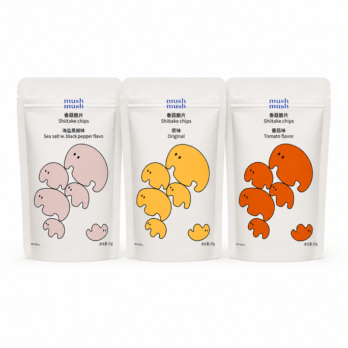 Mushmash Mushroom Crispy Slices Dried Mushroom Pregnant Women's Office Satisfying Snacks Healthy Leisure Food Snacks 3 Bags Mix (Tomato 1+Sea Salt Black Pepper 1+Original Flavor 1)
