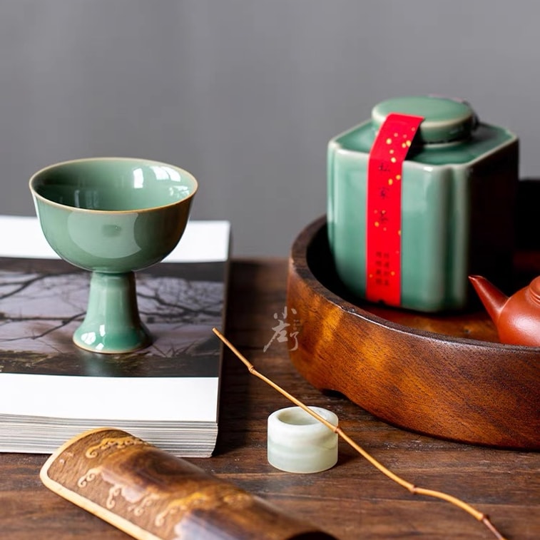 美国 赵赵的茶 ZhaoTea 新中式茶礼盒 · 小欢喜 · 青瓷茶杯茶叶罐组合 · 一罐一杯 送礼/摆设/存茶/品饮 茉莉绿茶40g 7
