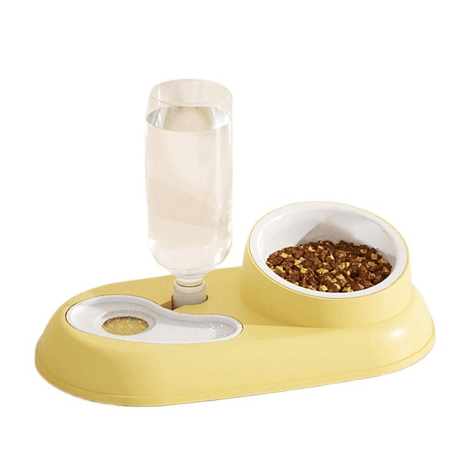 Dog Cat Bowl,automatic Drinking Water Basin, Ceramic Water Bowl, Anti Knock Rice Bowl, Yellow 22 * 27.5 * 16.5 Cm