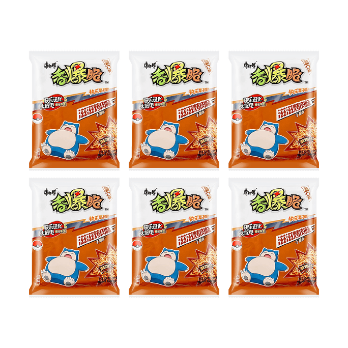 【Value Pack】Spicy Crispy Noodles, Barbecue Flavor, 1.16 oz*6 Packs