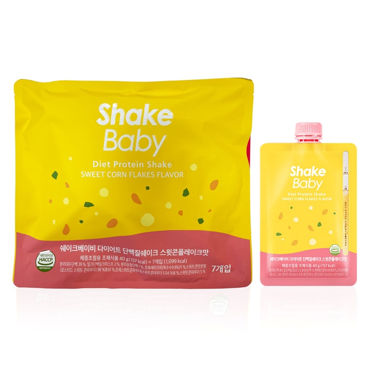 SHAKE BABY 韓国 SHAKEBABY スイート コーン フレーク プロテイン シェイク バッグ 低カロリー 持ち運び用食事代替品  (40gx7ct) - Yami