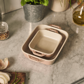 Rectangular Baking Dish Set Pastel Pink 2Pcs