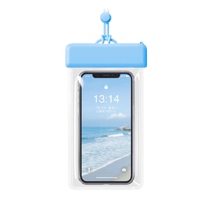 水月秦淮 IPX8級深防水スマホケース【30m潜水可】ブルー 高透明防水スマホカバー 4重防水スライド式 高精細透明膜 敏感タッチスクリーン対応 スマホ防水ケース 漂流・サーフィン・ダイビング・ウォーターパーク専用 ネックストラップ付き 防水スマホ保護ケース 市販の90%スマホ対応 大容量防水