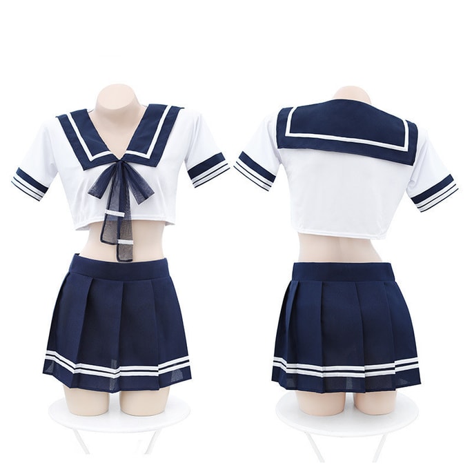 Cute Student Stage Costumes Large Sexy Underwear Blue and White One Size