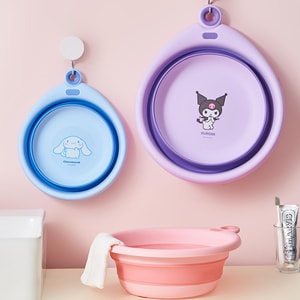 Sanrio Water Drop Foldable Basin, Small, Purple, Portable Mini Collapsible Wash Basin