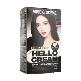 헬로 크림 더블 커버리지 헤어 컬러 크림 그레이 헤어 커버 염색약 #3DAB 다크 애쉬 브라운, 4.23온스