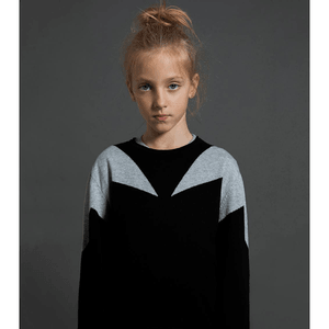 MOM LOVES ME 어린이용 라이트 스타 니트 스웨터 - 블랙 18-24개월