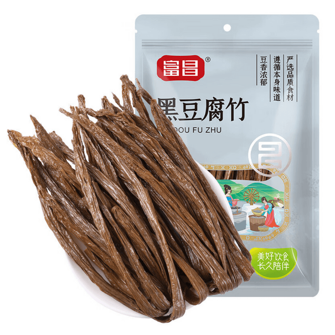 【中國直郵】 富昌 黑豆腐竹200g 原漿腐竹黑豆製品火鍋食材涼拌 豆製品 素肉涼拌