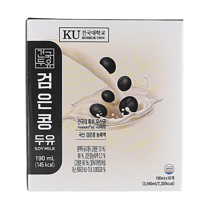 韓國KONKUK建國大學 黑豆豆奶 190ml*16 【高鈣營養】【含黑芝麻】【專利乳酸菌】