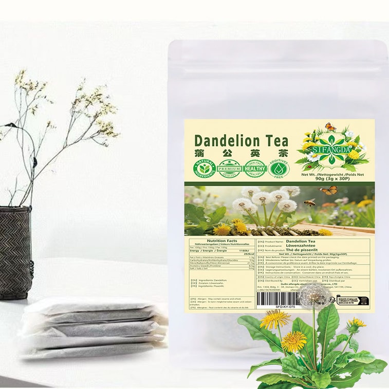 【Canada Direct Mail】 Sivan Da Dandelion Tea 90g (3g x 30 bags) Clears internal dryness, soothes dry mouth, relieves internal heat, essential for staying up late and eating spicy food, refreshing brewed tea bags, for people with heavy oil and heavy spice, and internal heat and acne-prone skin, daily nourishing tea drink 3