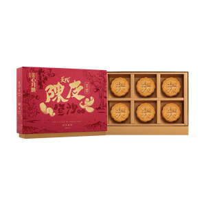 Tangerine Peel Red Bean Paste Mooncake 6 Pieces 14.81 oz 【Traditional Pastry for Mid-Autumn Festival】