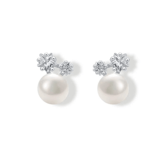 Xue Rong Hua Zhu Earrings Female S925 Silver Freshwater Pearl Earrings 9.4 * 7.1mm