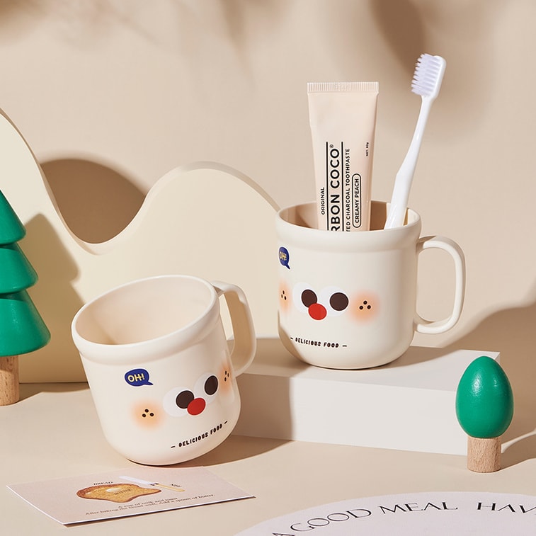 FaSoLa Life 歯ブラシカップ ミルクコーヒー色 1個 かわいいベビー用落下防止すすぎカップ 滑らかで丸みのあるデザイン 耐高温 4