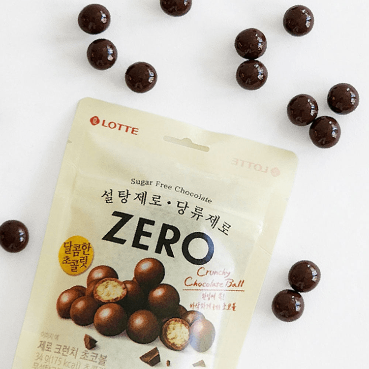 韓国ロッテ ゼロクランチチョコレートボール (無糖) 34g - Yami