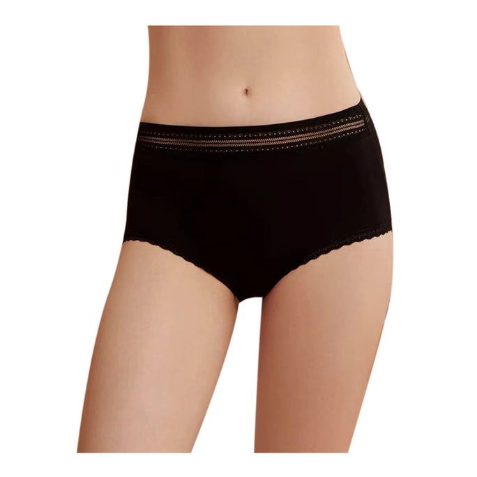 [중국에서 온 다이렉트 메일] JINSANT 진산타 실크 하이 웨이스트 편안한 여성 속옷 엉덩이를 덮고 슬리밍 배 솔리드 컬러 복서 브리프 NZFBC206# 블랙 XL 사이즈